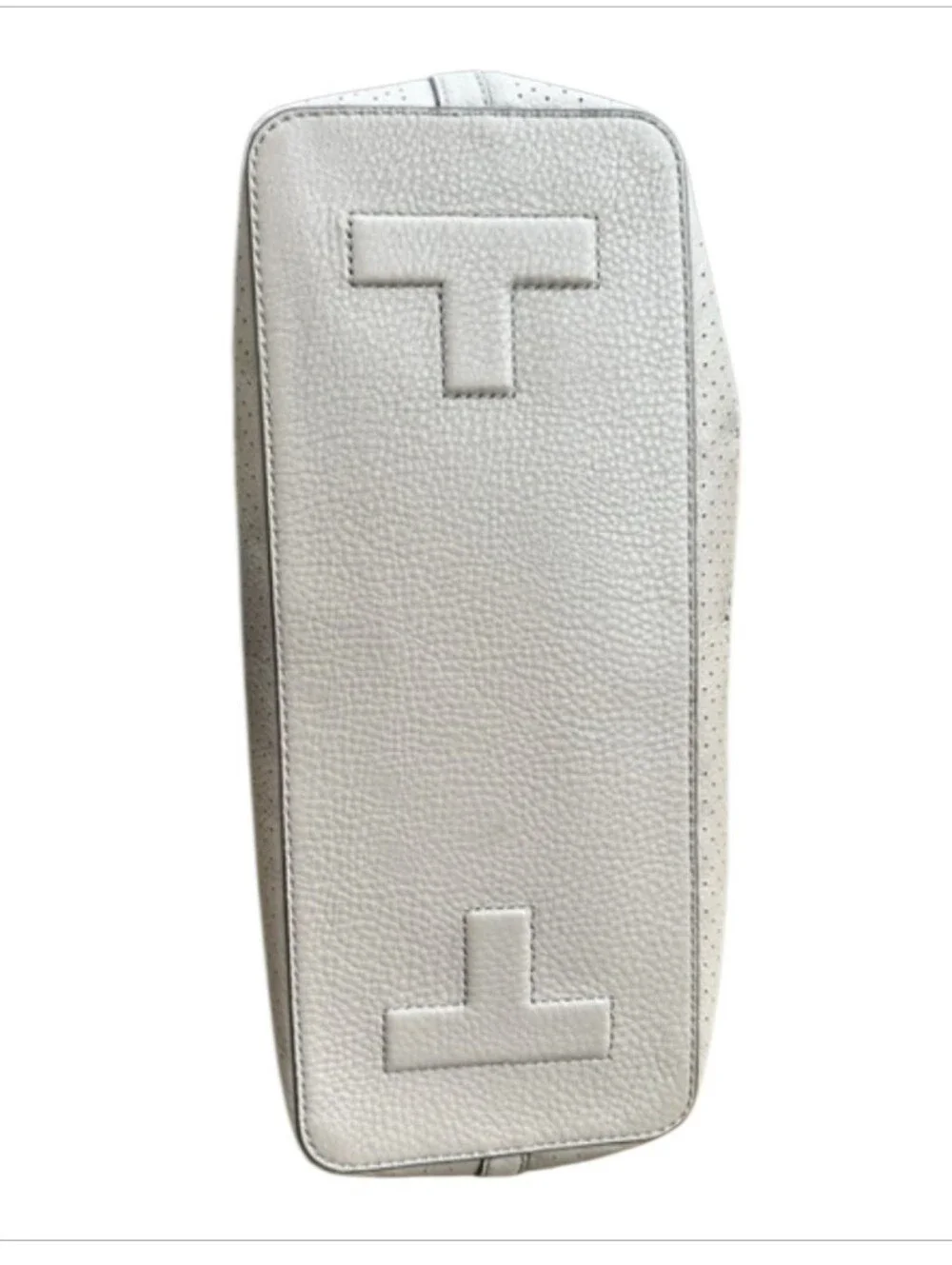 Tory Burch NWT Zoey Center Zip Tote grey perforated leather delicate laser-cut
